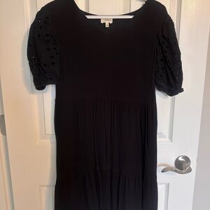 J. Crew Black Eyelet Sleeve Dress